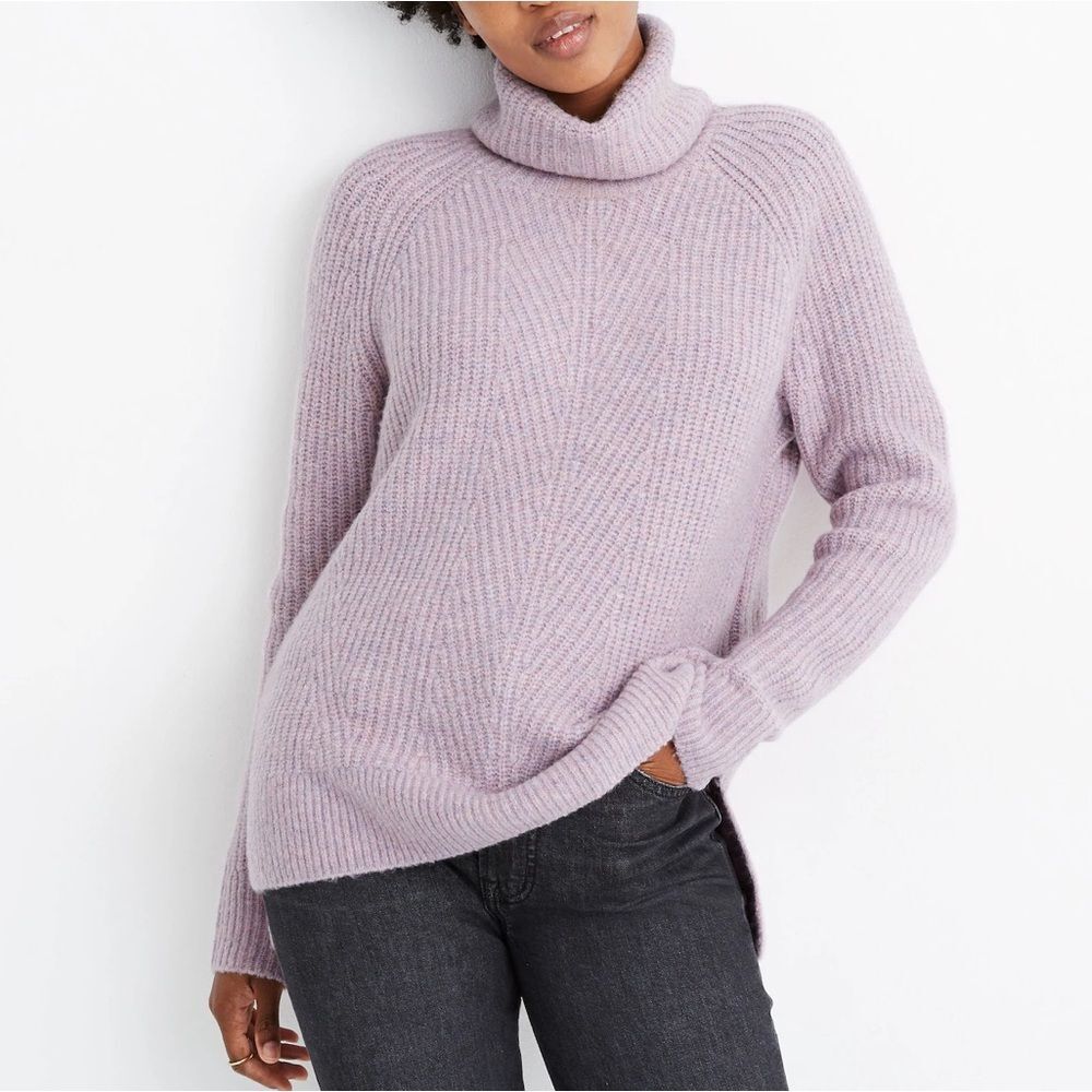 Madewell Mercer Turtleneck Sweater Coziest Yarn in Heather Wisteria Size Small